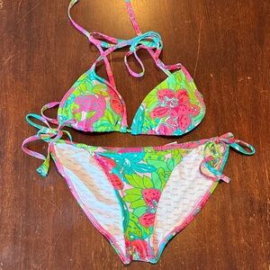 Lilly Pulitzer Pink and Green Floral Bikini